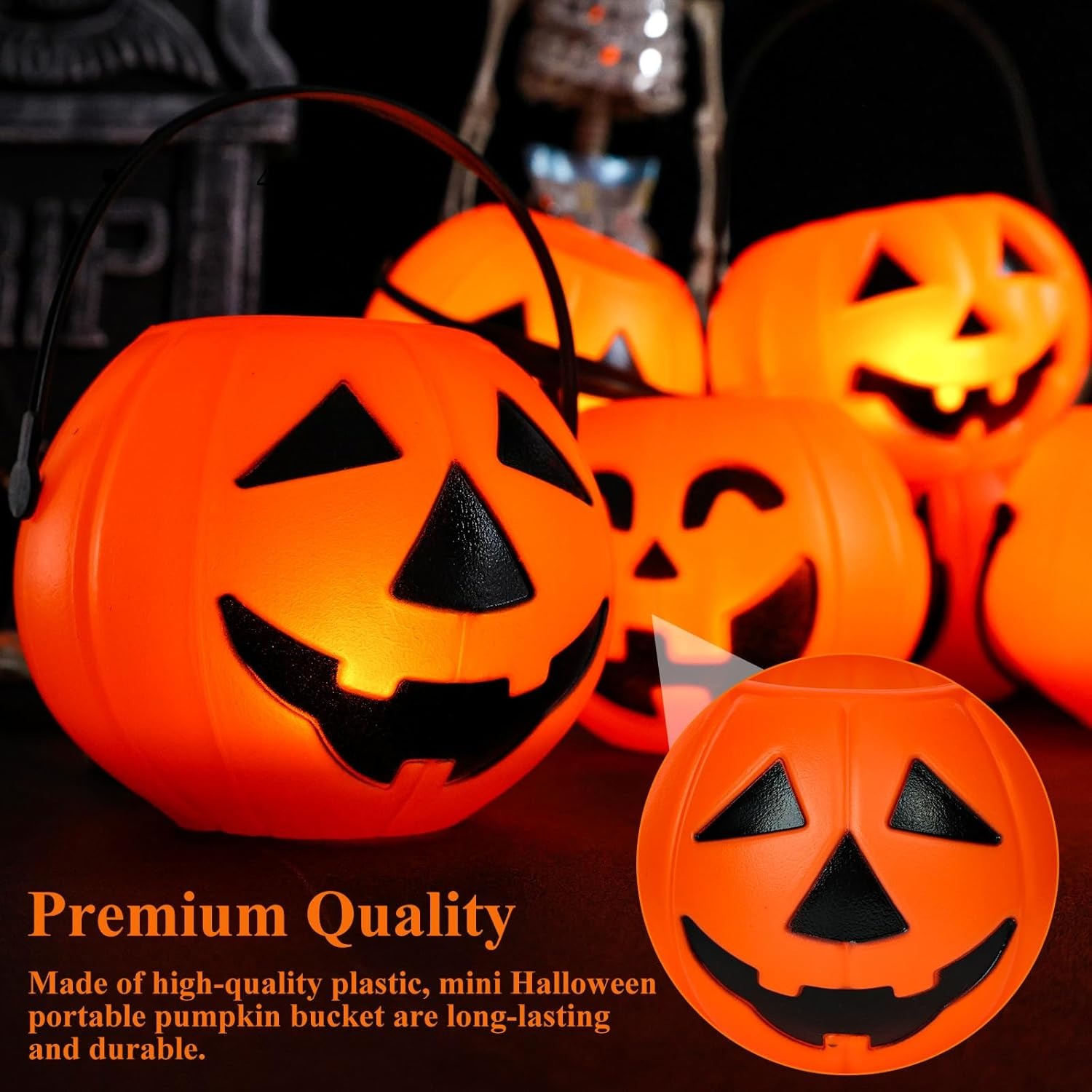⚡Flash Sale⚡ 8PCS Halloween Pumpkin Buckets with led candle
