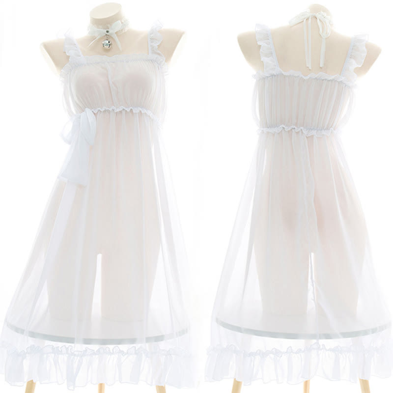 See-through Lace-up Slip Dress Nightdress