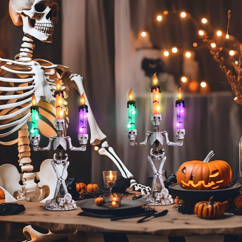 🎃Early Halloween Sale👻Skull Halloween Candelabra Decorations