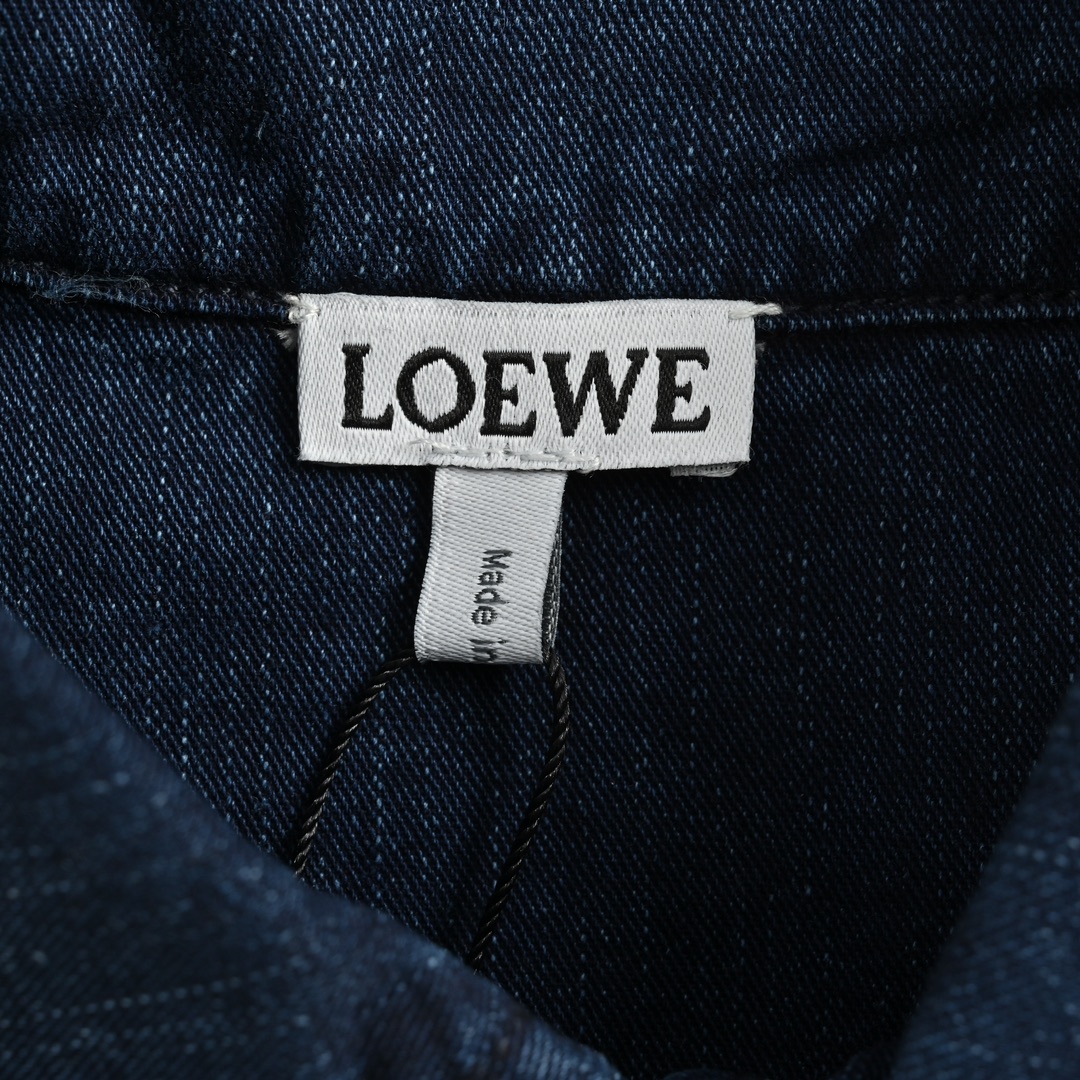 Loewe 24Fw denim shirt jacket with elbow embroidered logo