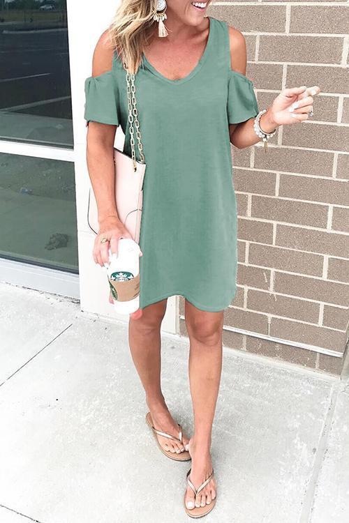 Heididress V Neck Cold Shoulder Casual Dress