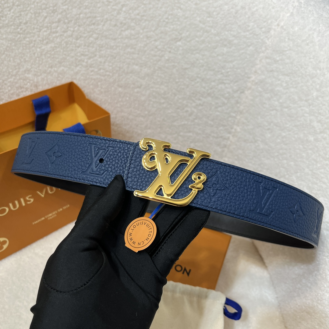 Louis Vuitton Lychee Print Men's Double-Sided Belt 4CM Width