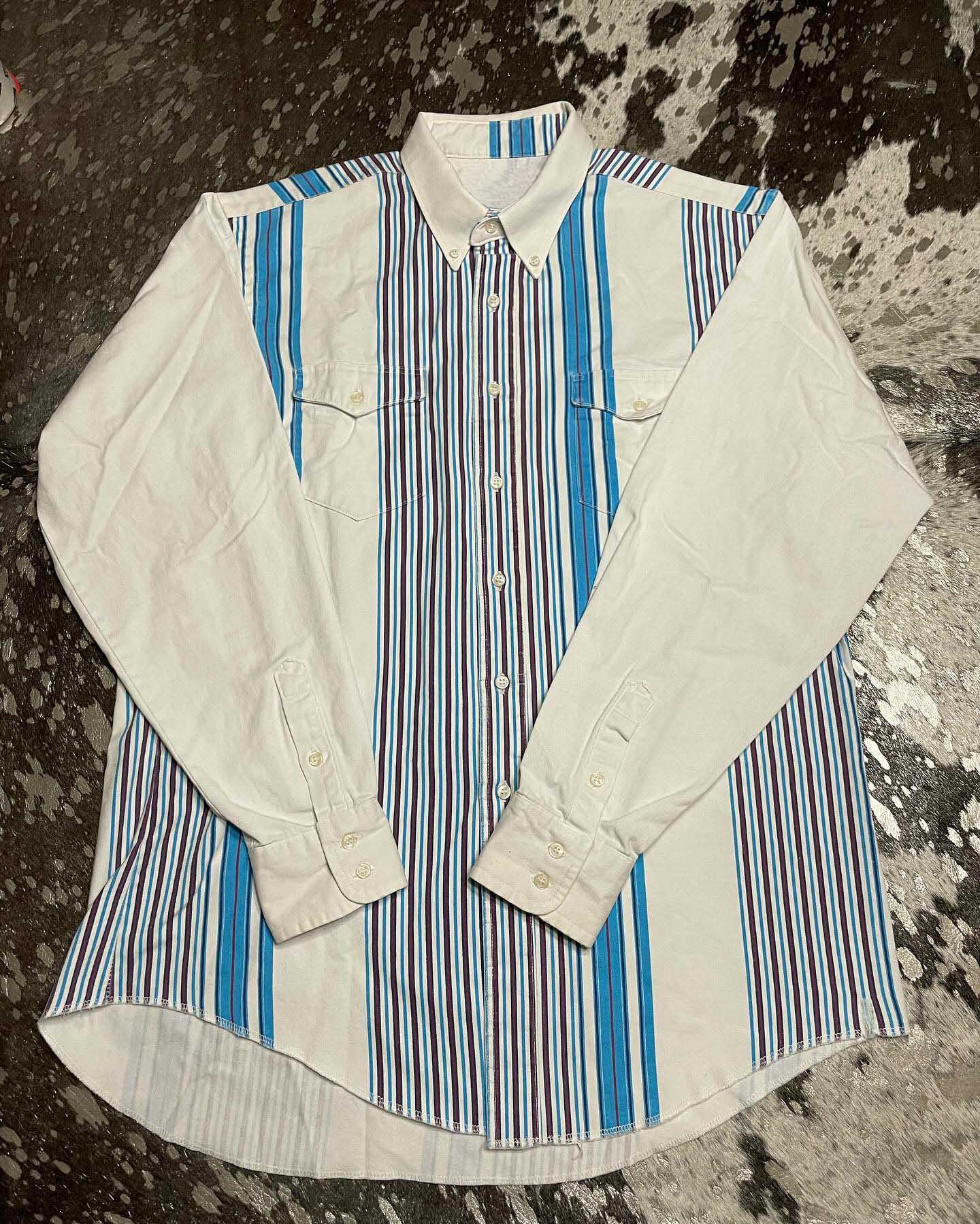Men's Casual Vintage Khaki Striped Long Sleeve Shirt