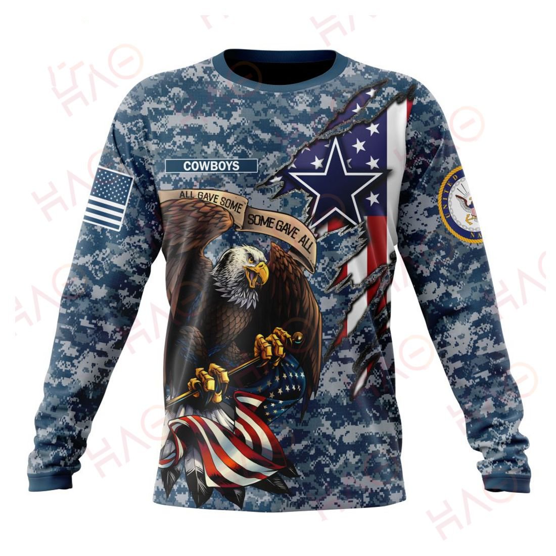 DALLAS COWBOYS 3D HOODIE US NAVY VETERANS