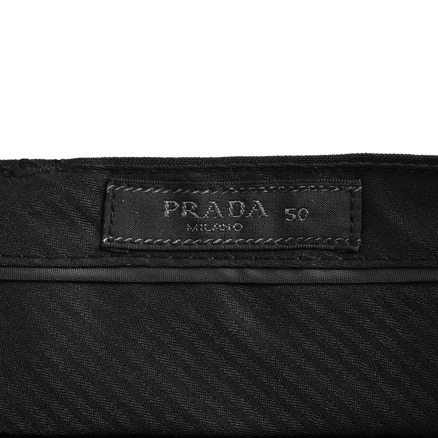 Prada 25ss back pocket triangle logo stretch trousers