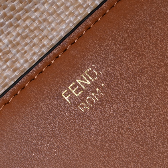 FENDI Sunshine Summer Straw Shopping Bag Caramel 9914