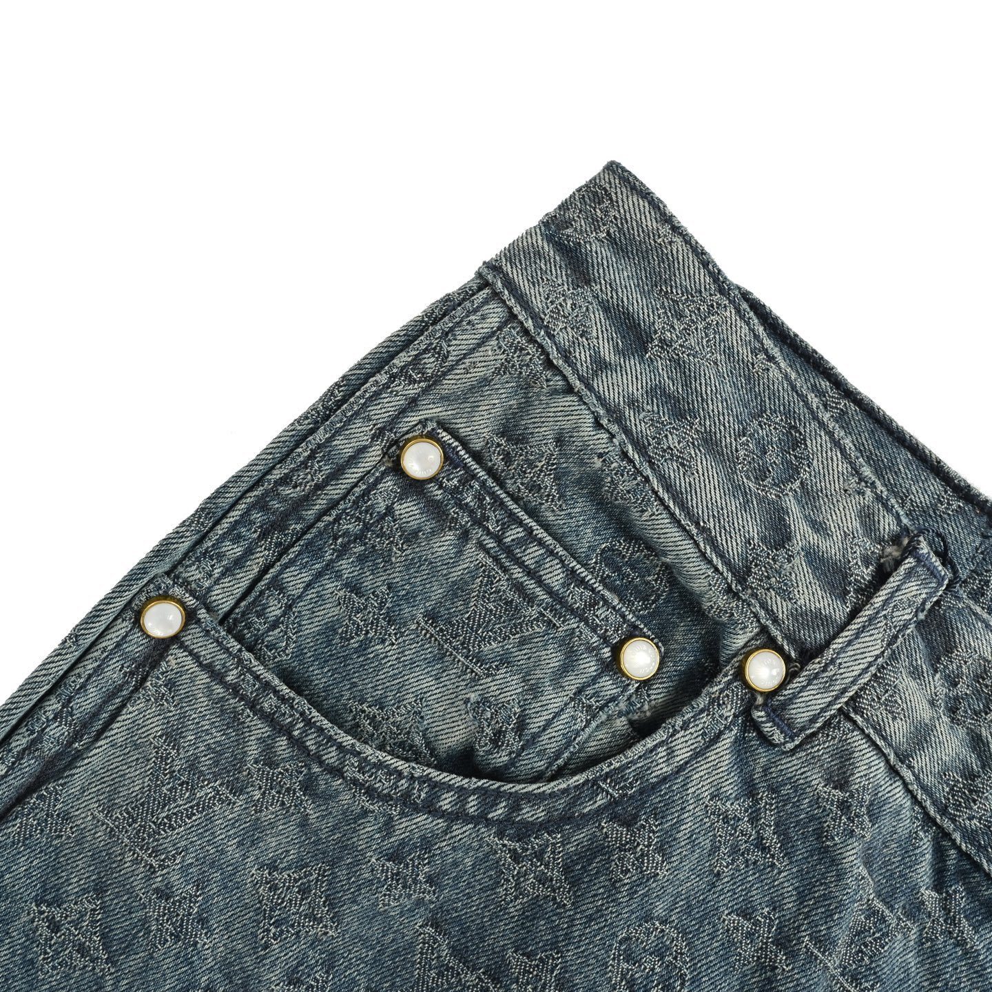 Louis Vuitton 25ss all-over monogram jacquard suit with denim shorts