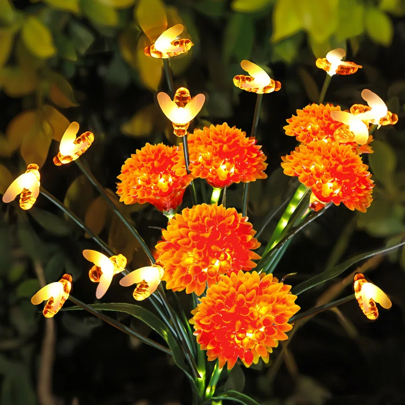 💥ON SALE💥Solar Swaying Bee Lights with Flowers, Waterproof Outdoor Garden Decor🐝🌸