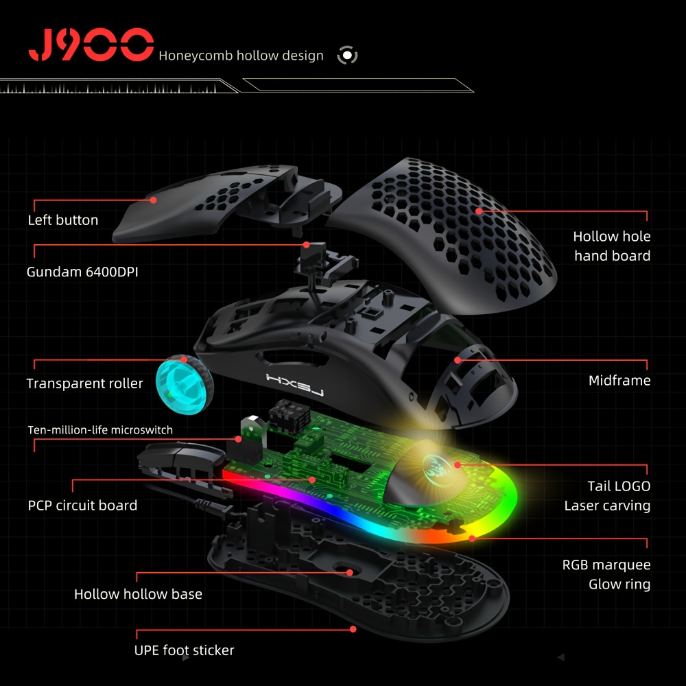 HXSJ Wired Gaming Mouse With RGB Lighting, 6 Programmable Buttons, And Switch Support For All Games