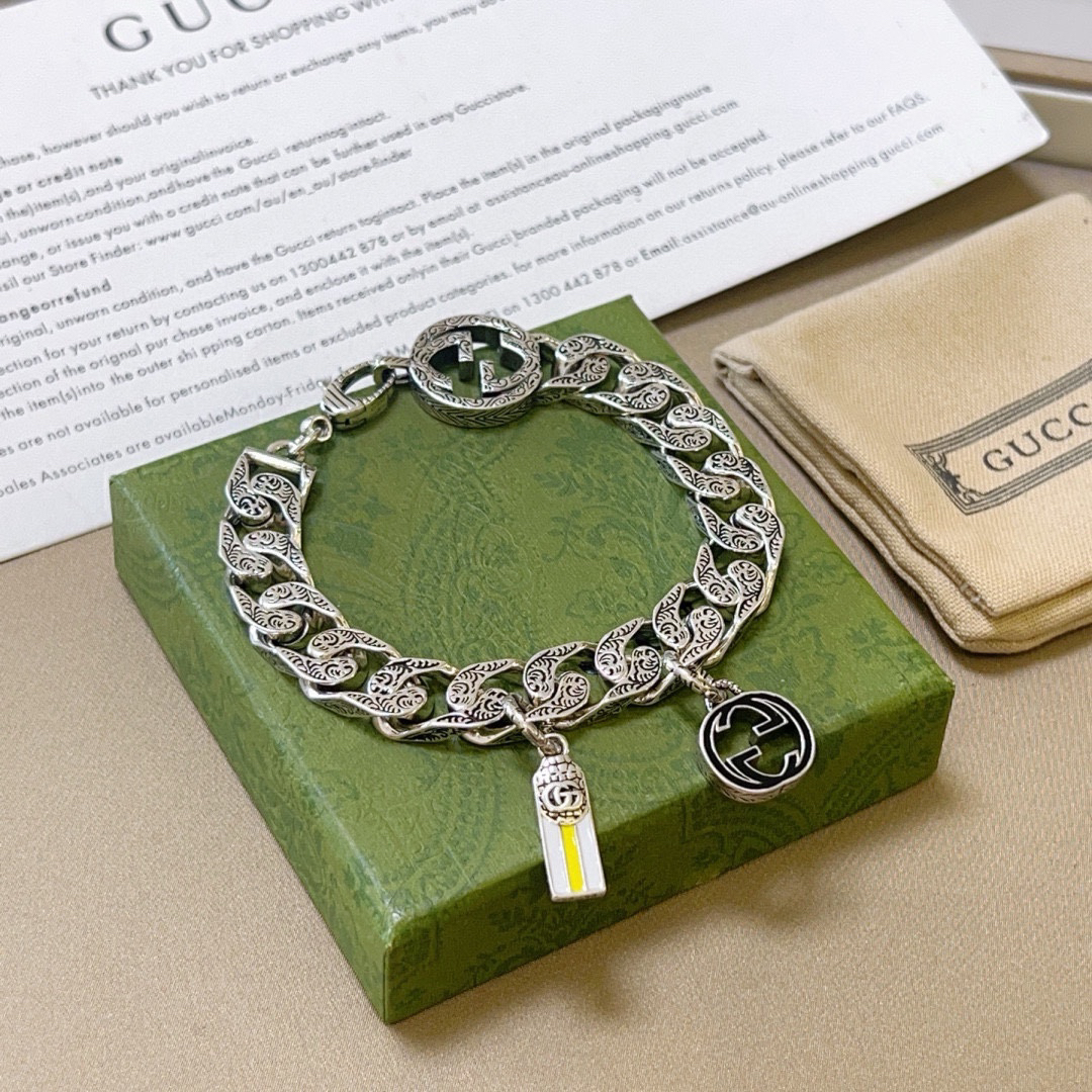 Gucci Black GG Flat Chain Bracelet