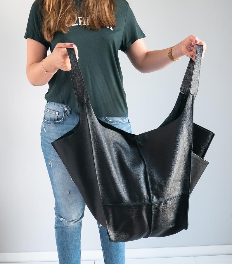 COGNAC LEATHER TOTE bag, Slouchy Tote, Cognac Handbag for Women, Every Day Bag, Women leather bag, Weekender Oversized bag