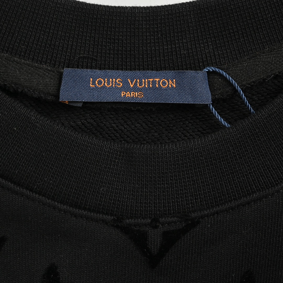 Louis Vuitton 24Fw all-over monogram flocked print crewneck sweatshirt