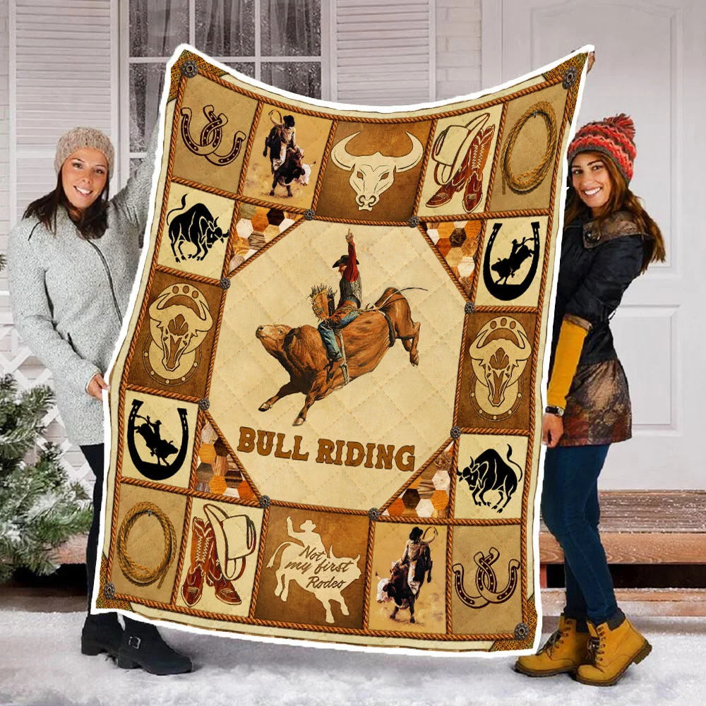 Bull Riding Quilt Blanket
