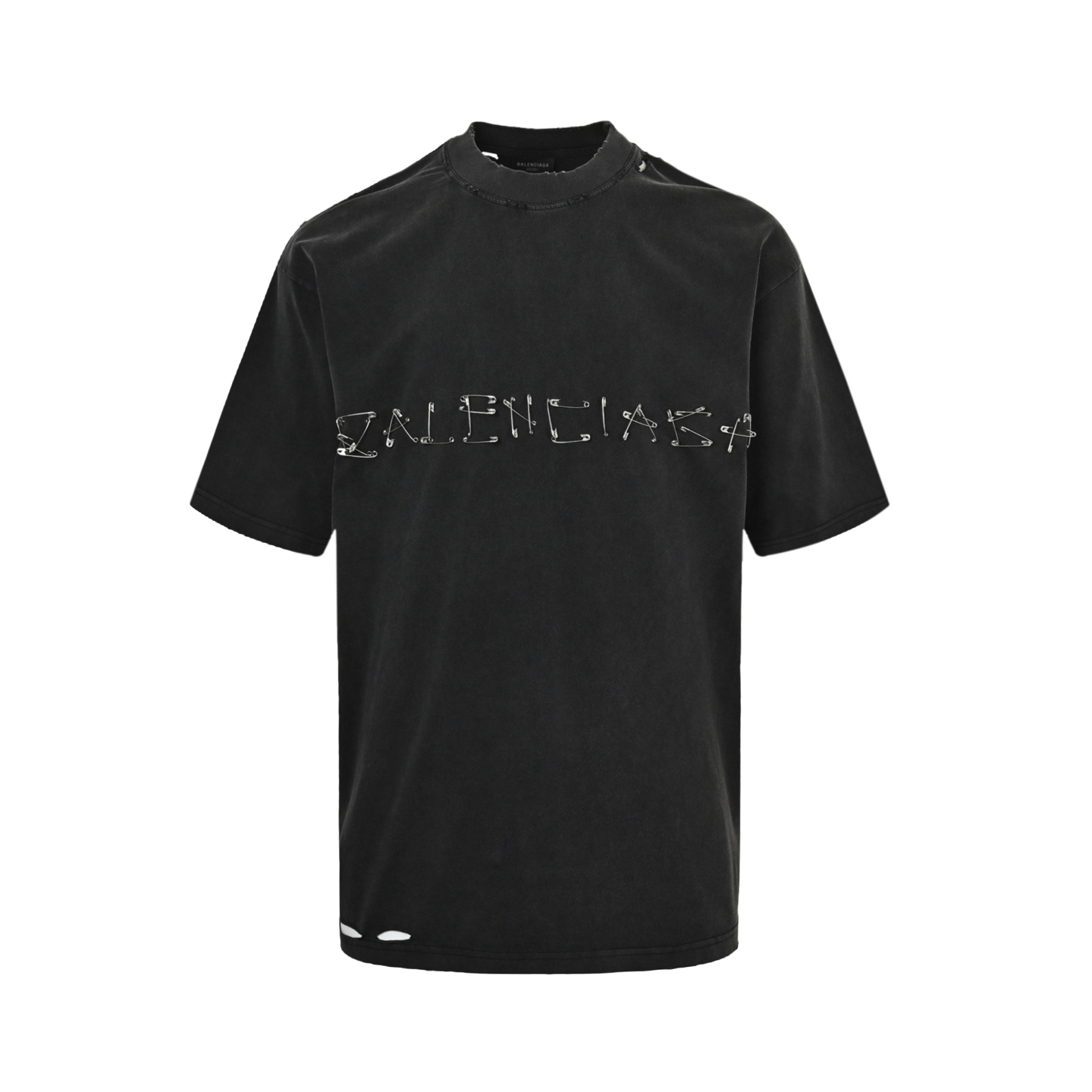 Balenciaga 25ss safety pin hardware letter washed short sleeves