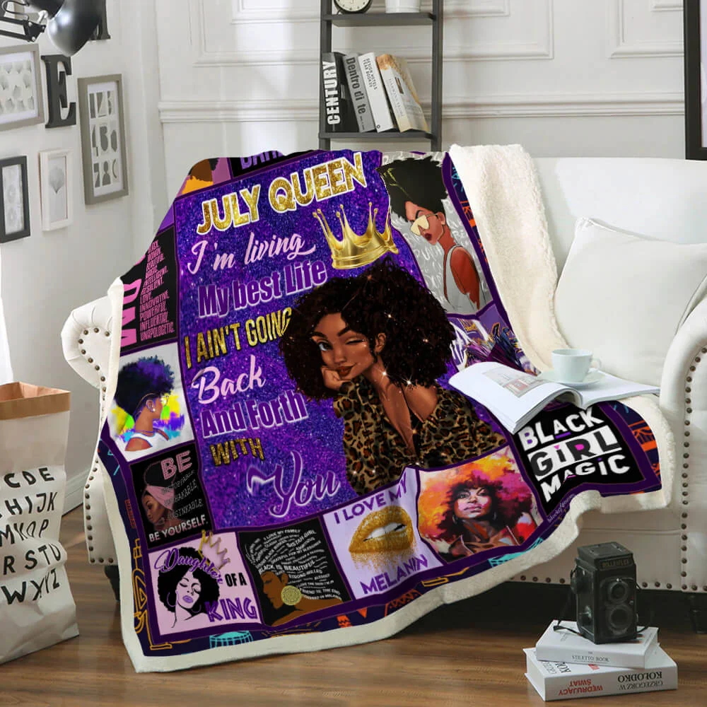 July Girl Black Queen Sofa Throw Blanket