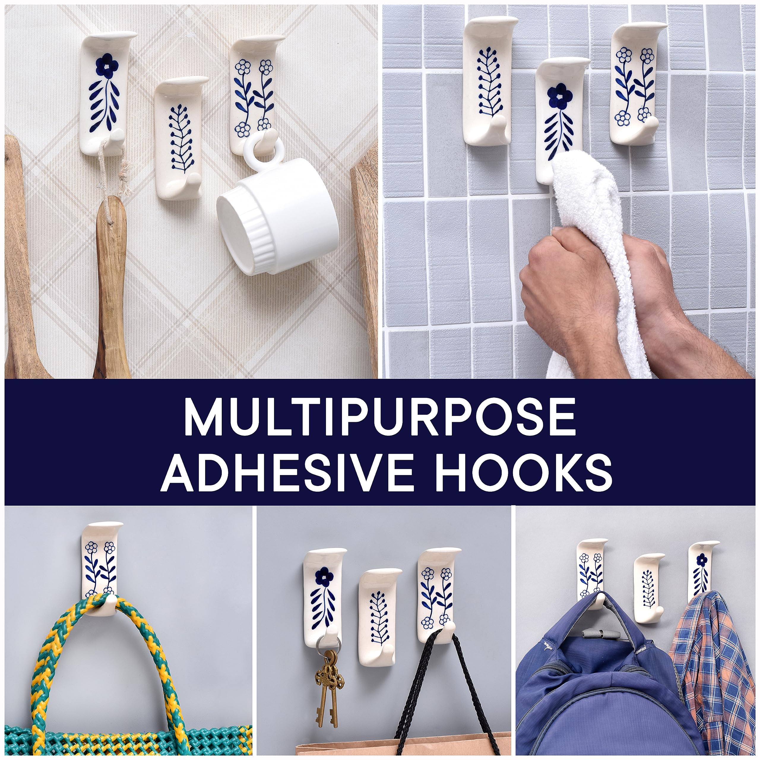 🔥Last Day 49% OFF🔥3 Pcs Handmade Premium Ceramic Boho Adhesive Wall Hooks