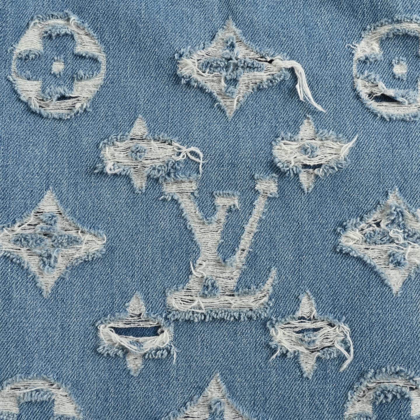 Louis Vuitton 24Fw monogram washed ripped jeans