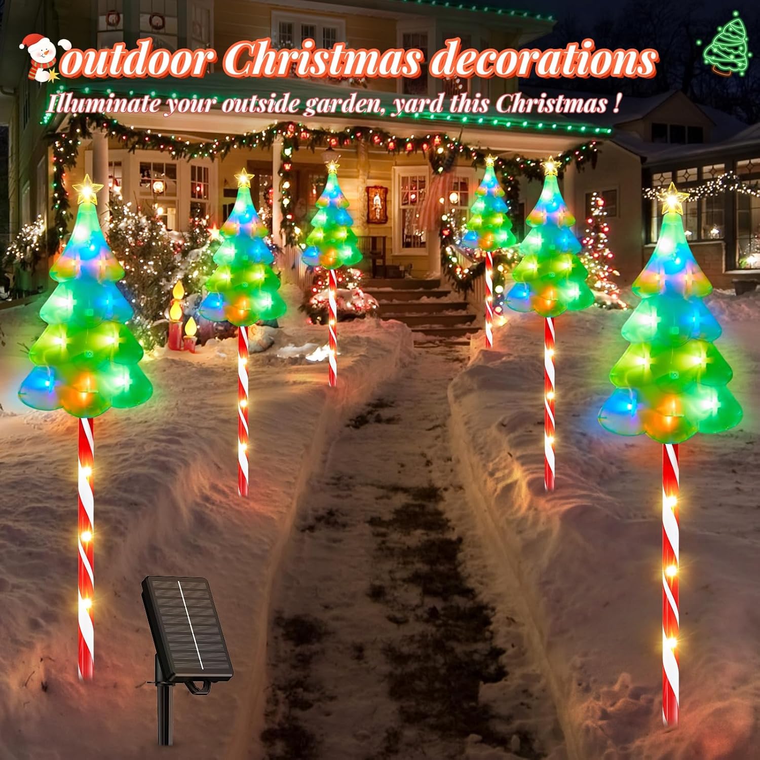 🎅2024 Christmas Promos🔥Colorful Solar Candy Cane Christmas Tree Lights with Bright 102 LED and 10 Modes