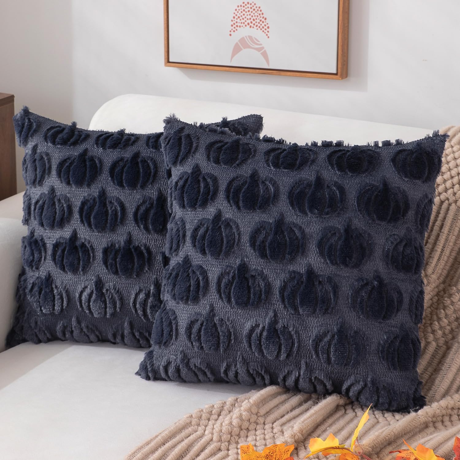 🍁Fall Decorations👻Soft Plush Fur Wool Throw Pillow Cases