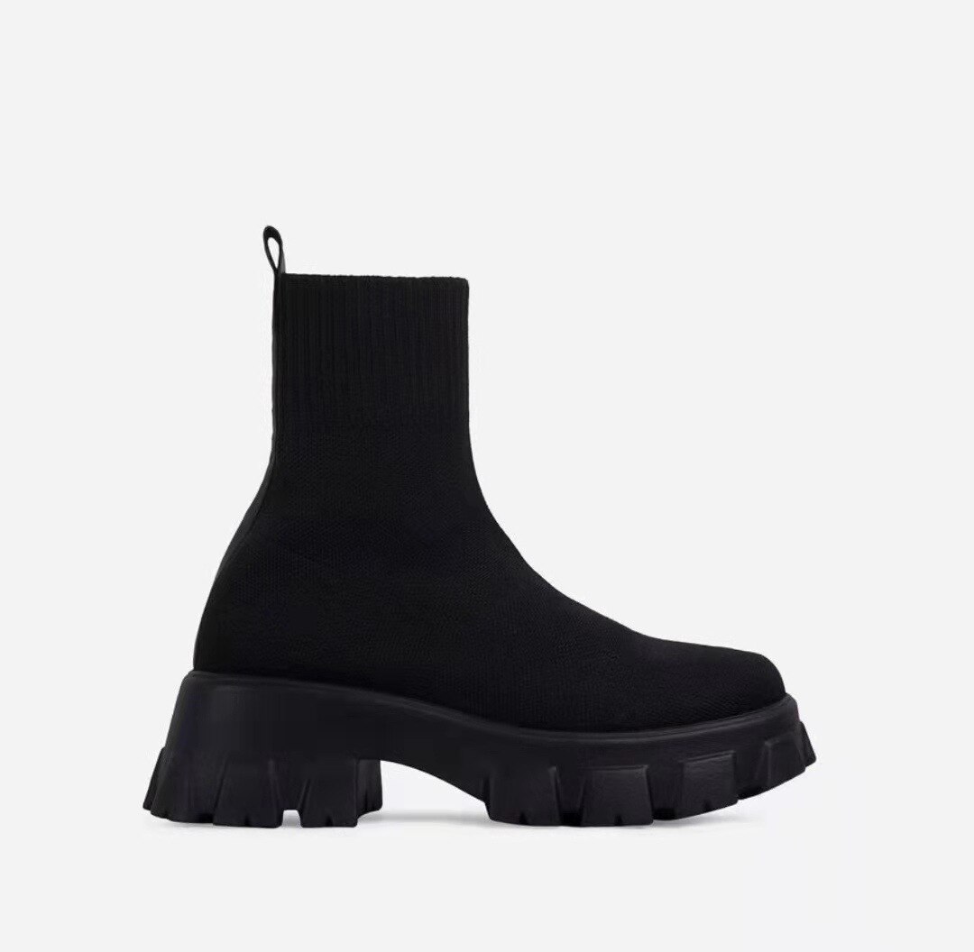 Red Knitted Short Boots Fashion Women Boots