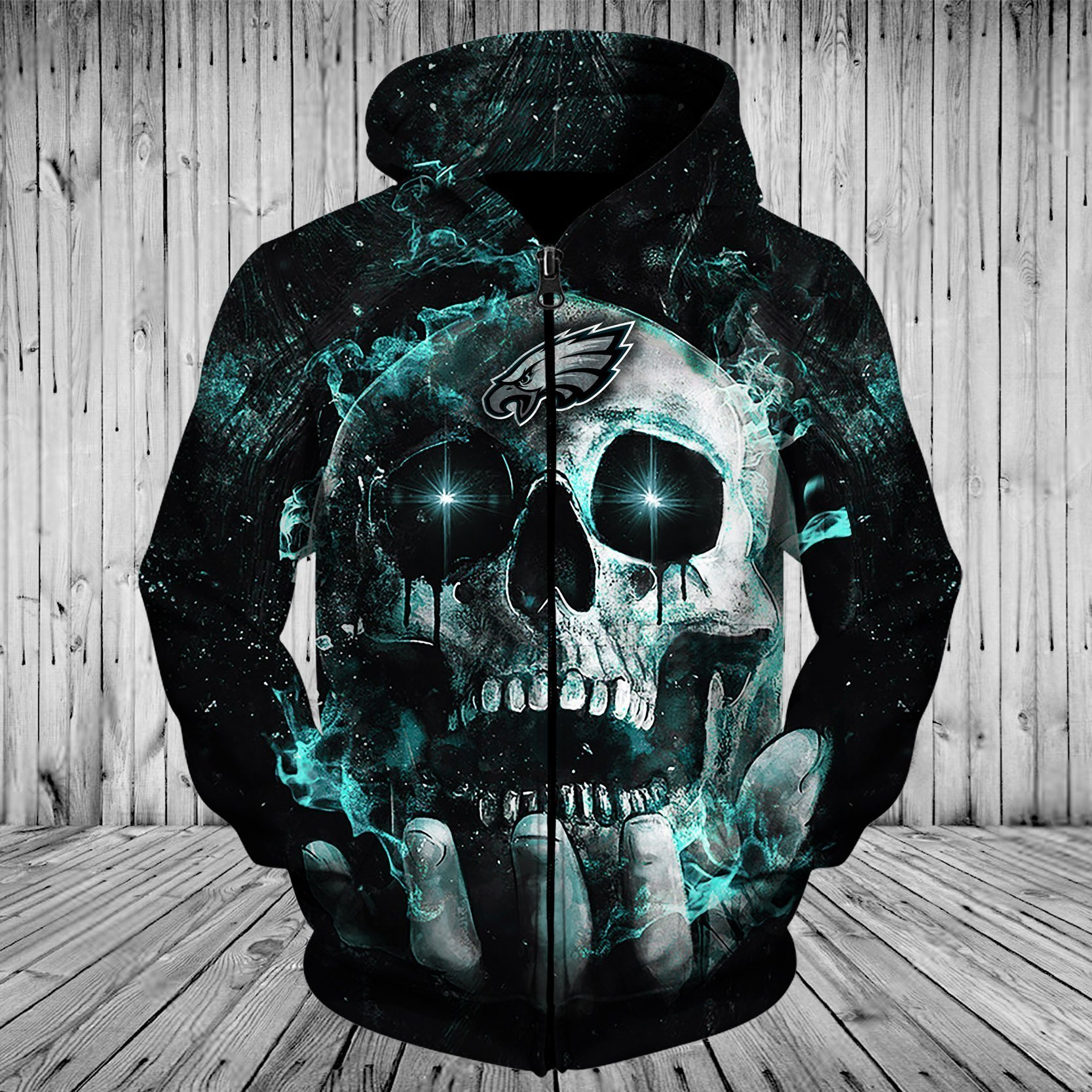EAGLES HOODIE 3D SKULL 64