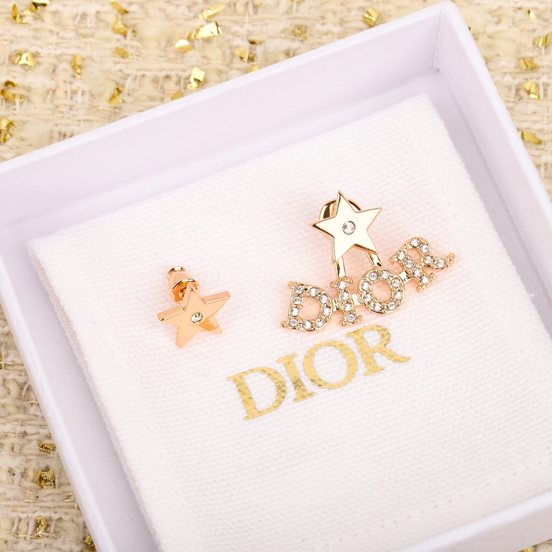 Dior letter full diamond earrings