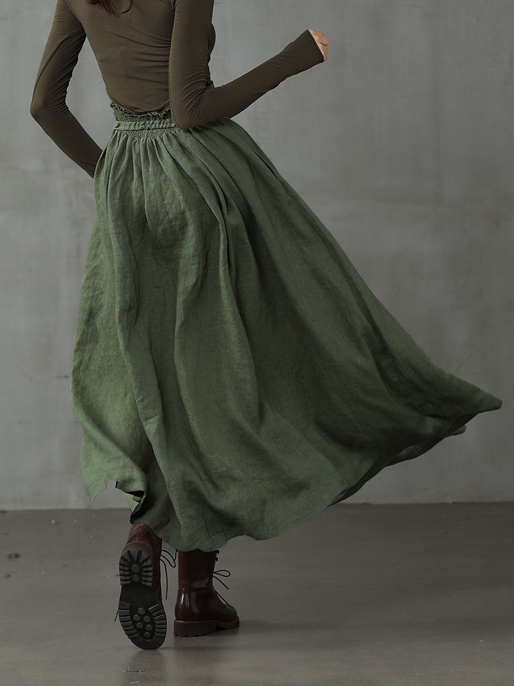 Vintage High Rise Pleated Wide Skirt