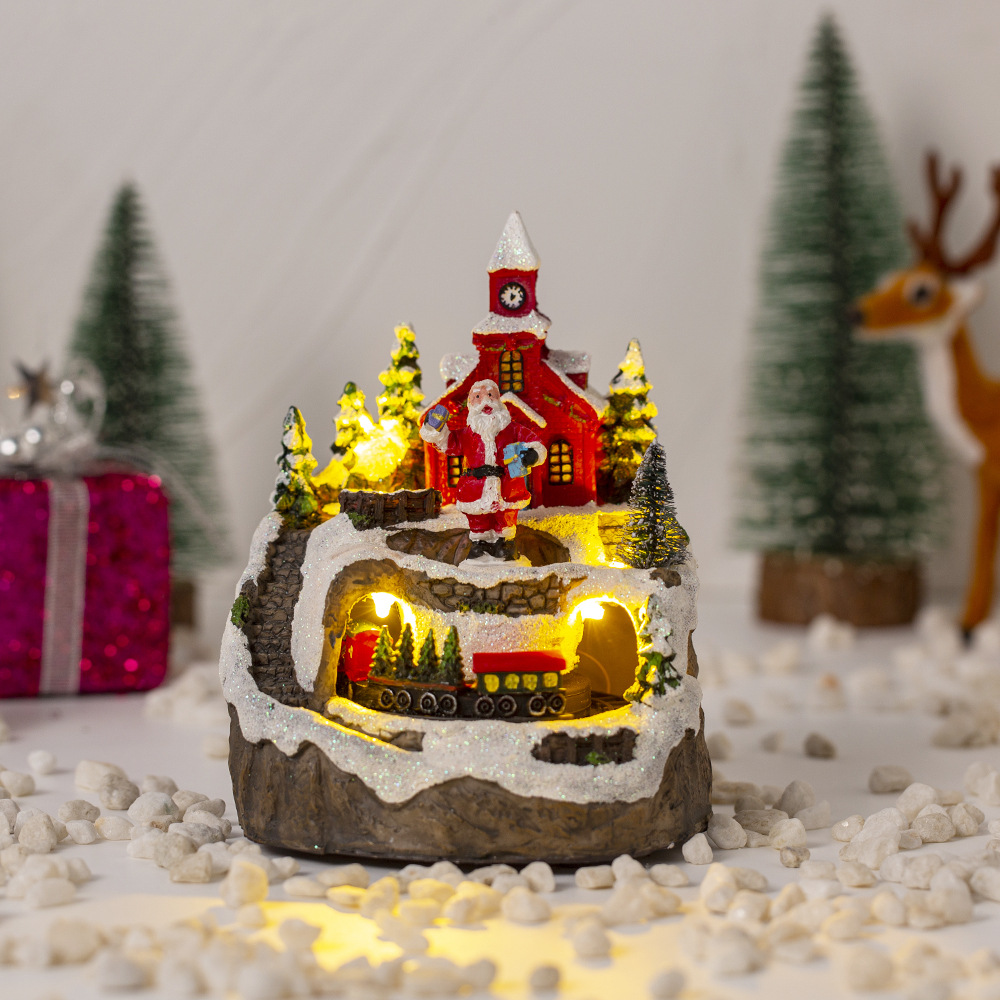 🎄Early Christmas Sale 49% OFF🎄Christmas Village Resin Music Box with Rotating Train