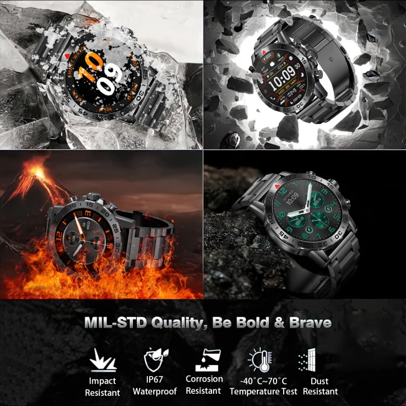 2024 New Men's outdoor HD Bluetooth and Call Smartwatch 100+ Sport Mode 1.39 Full screen Touch IP68 waterproof men's smartwatch