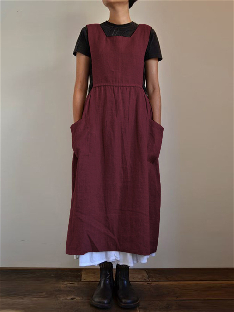 Blend Apron Dress With Pockets