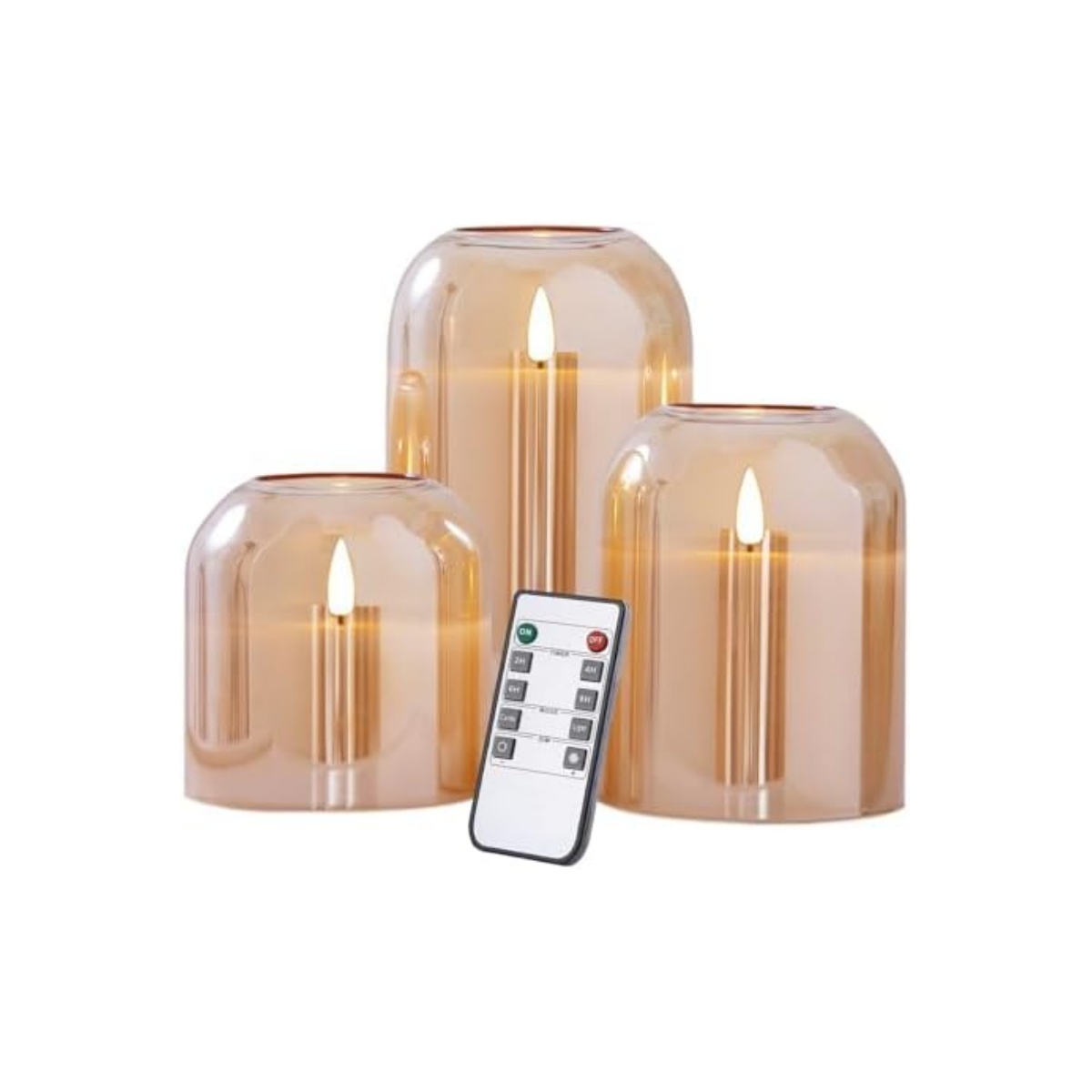 💖Last Day 49% OFF💖Flickering LED Pillar Glass Flameless Candles Set of 3
