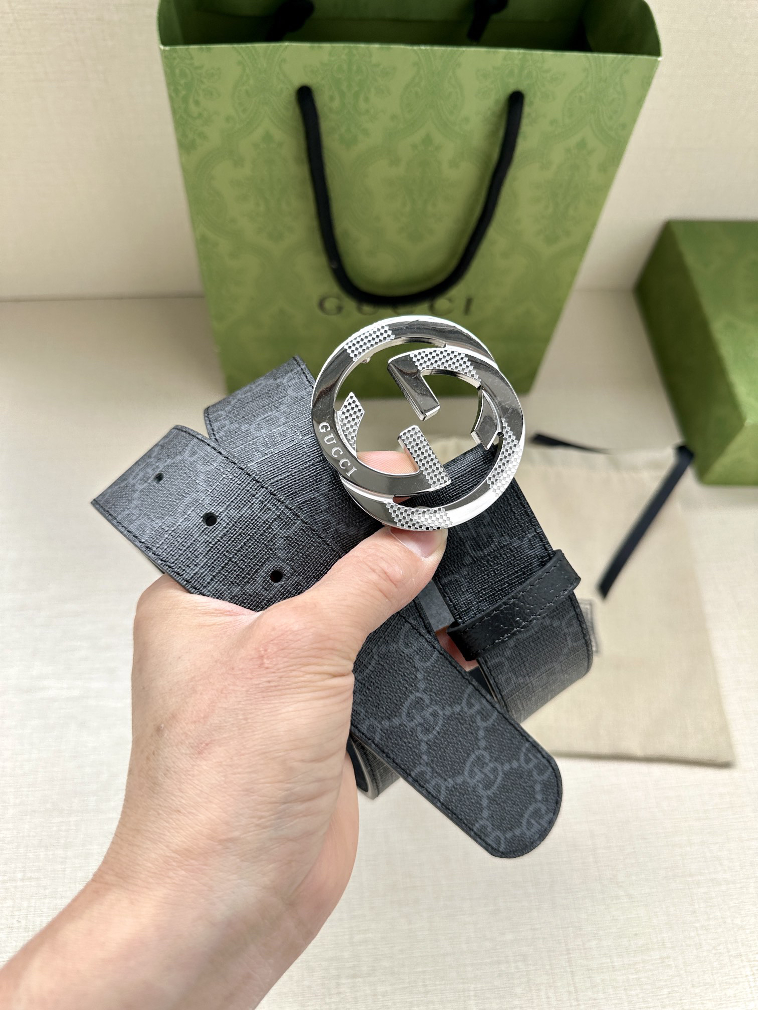 Gucci Marmont printed leather belt 3.8 cm wide