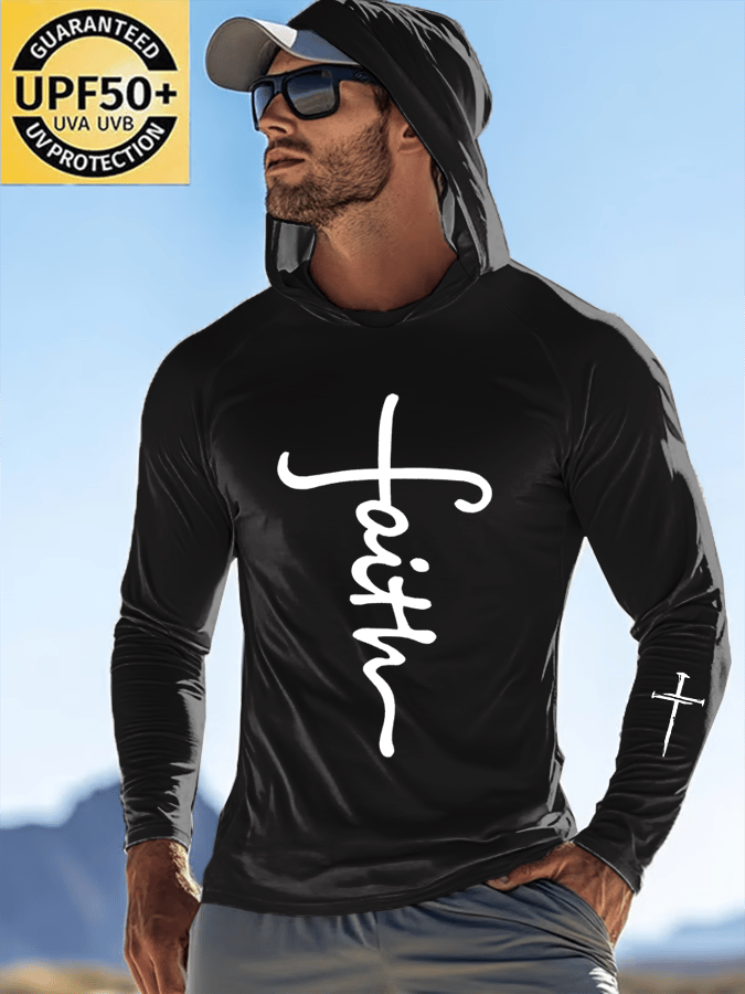 🔥Hot Sale Picks 🔥Men's Faith Outdoor Sun Protection Breathable Cool Hooded Sun Protection Long Sleeve Top