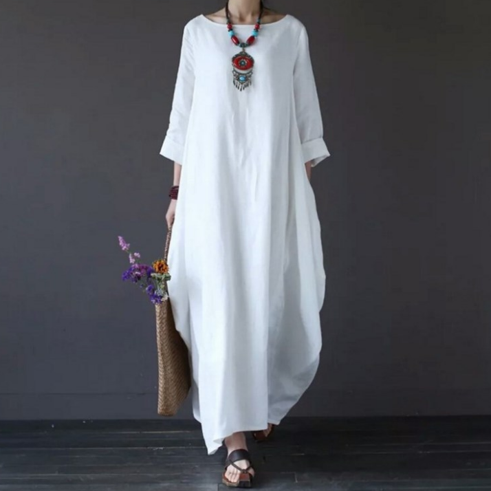 Ladies Casual Solid Color Loose Dress
