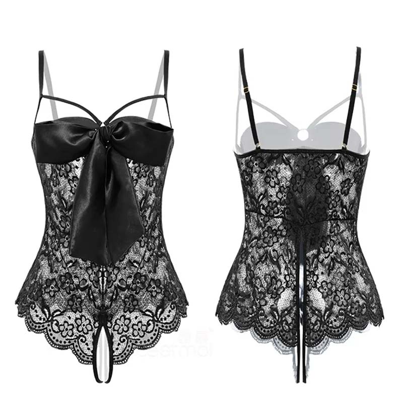 Lace-Up Bow Knot Slip Dress Nightdress Lingerie