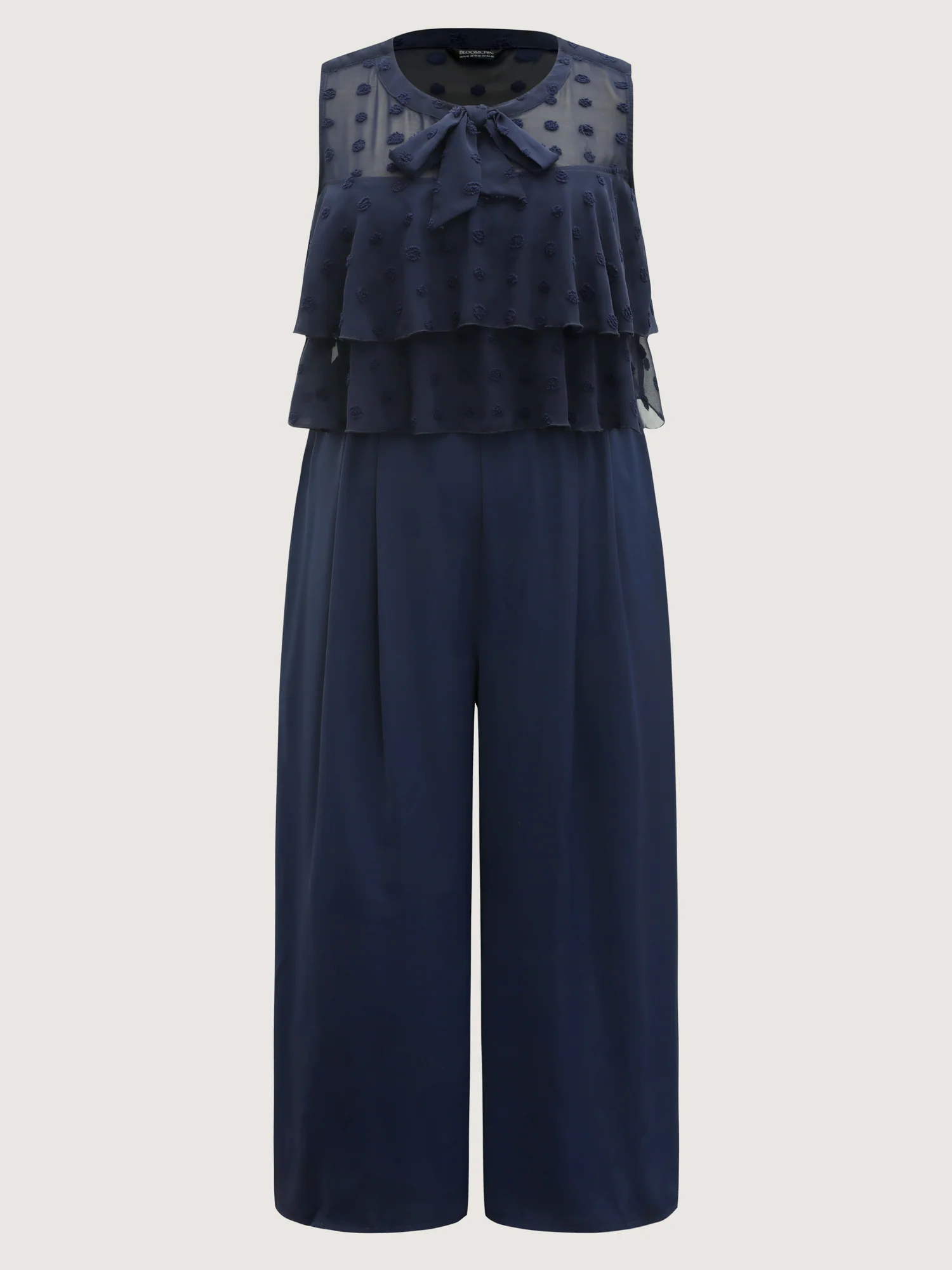 Polka Dots Adjustable Shoulder Sheer Jumpsuit