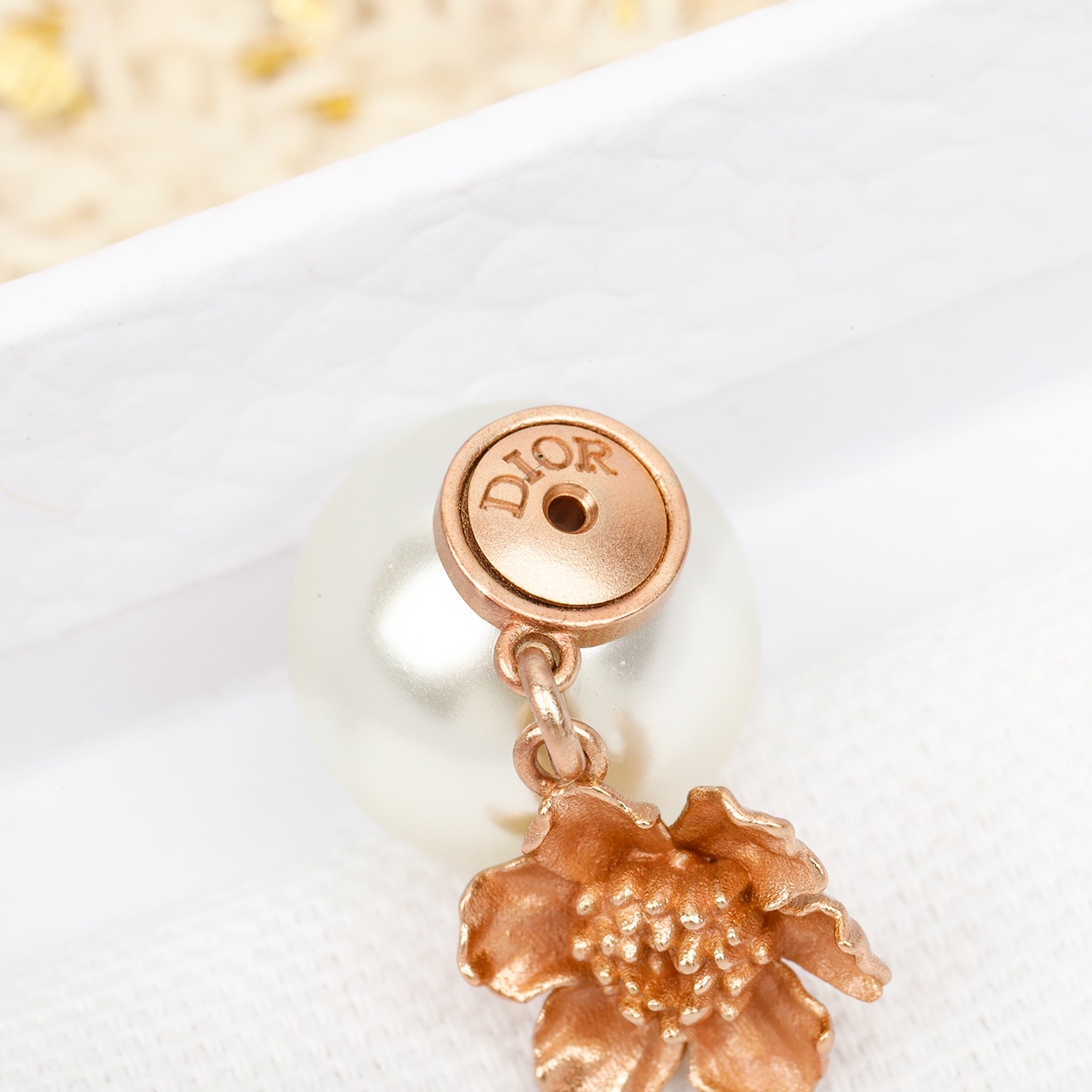 Dior Rose Pearl Earrings