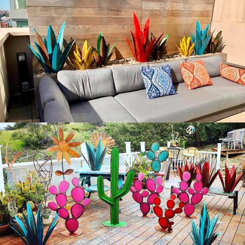 🔥Last Day 50% OFF🔥HandMade Painted Metal Century Plant🔥Buy 2 save 10% & Free Shiping