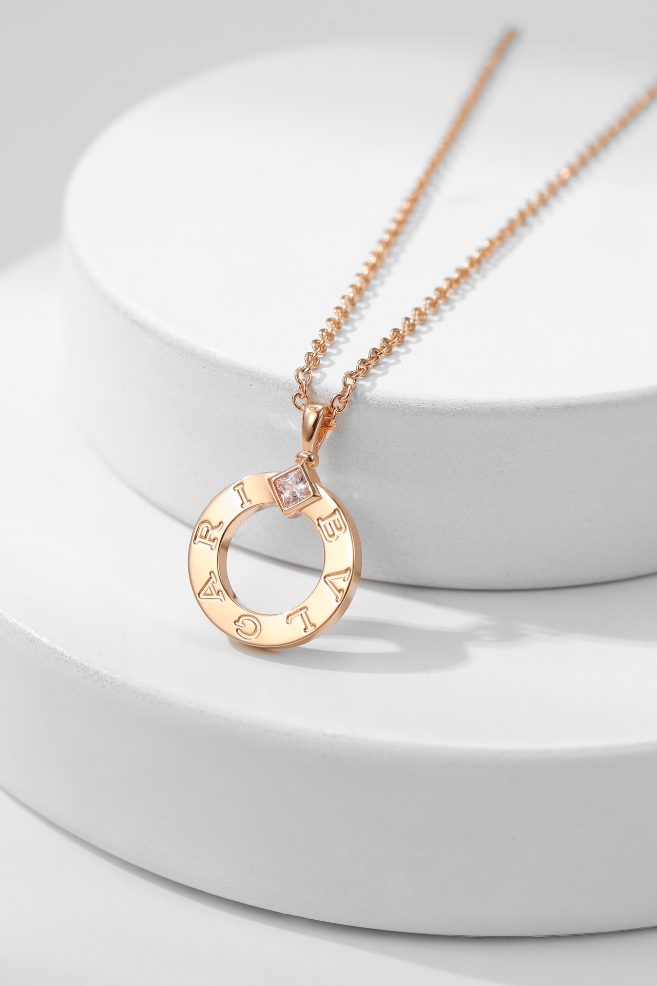 Bulgari logo engraved diamond necklace