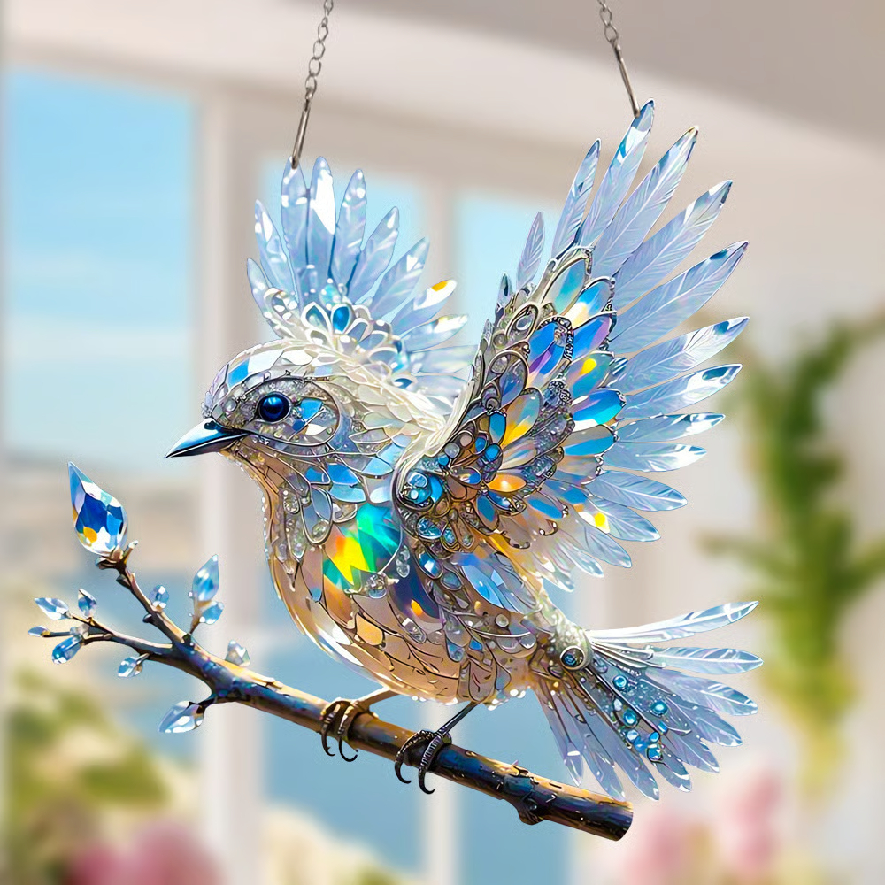 🐦✨Crystal Sky Bluebird Stained Art Ornament (8 inches)
