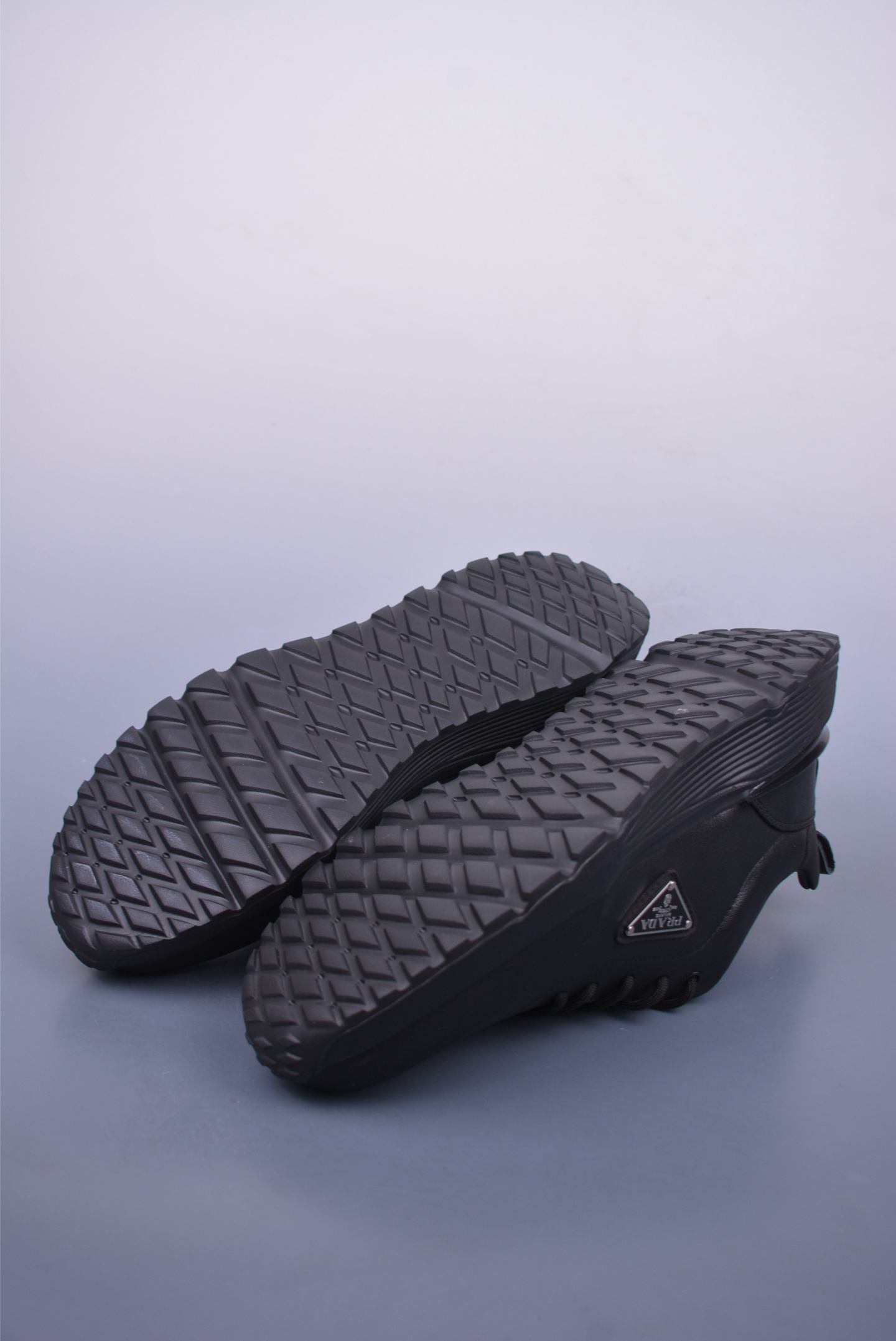 Prada triangle series platform sneakers all black 3D936M