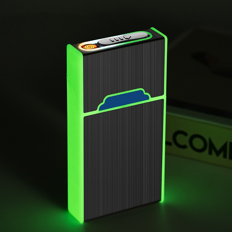 (🔥Last Day Promotion-SAVE 65% OFF) -2 in 1 Rechargeable Flame-Less Windproof Glowing Electric Lighter Cigarette Case-BUY 2 GET 10% OFF & FREE SHIPPING