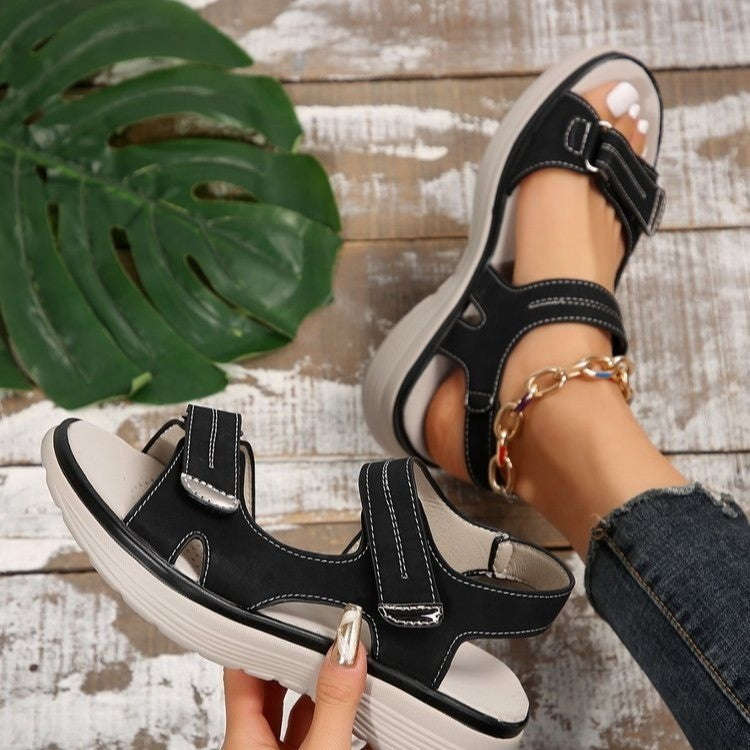 Summer Lightweight Beach Shoes: Casual Velcro-Design Fish Mouth Sports Sandals for Women