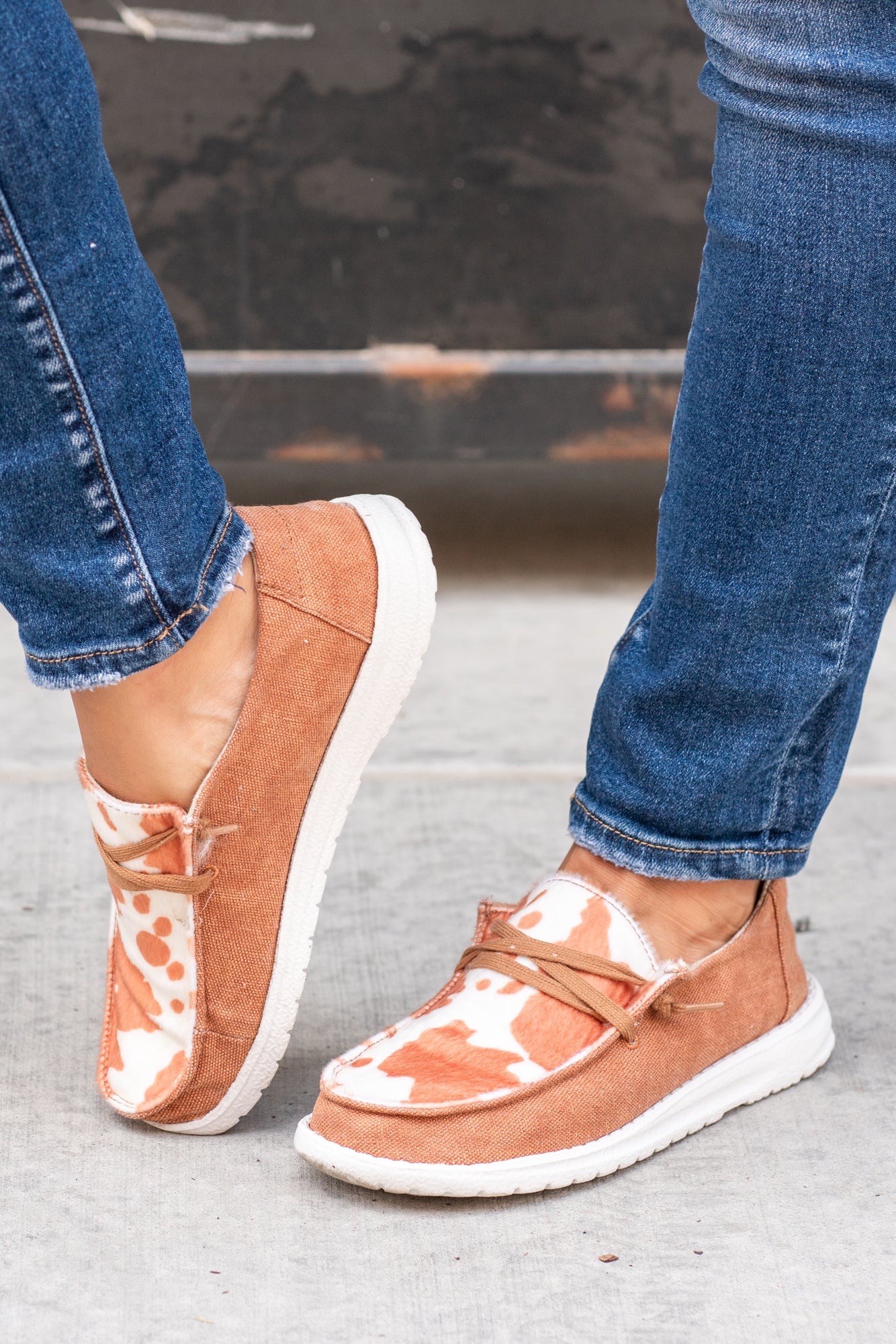 Mooma Cow Print Boat Shoe Sneakers - Tan