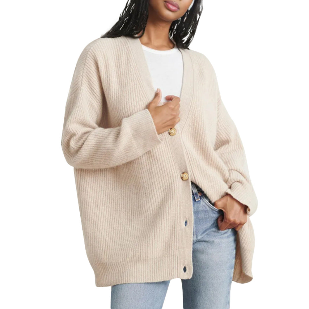 Popular Solid Color Cardigan Sweater Coat for Women