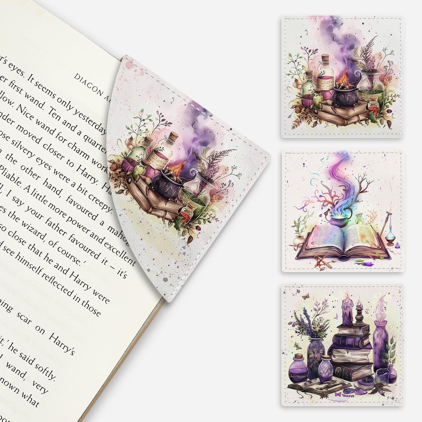 🔥ON SALE🔥3 Pcs Cute Black Cat Floral Corner Bookmarks - Funny Leather Book Accessories for Book Lovers