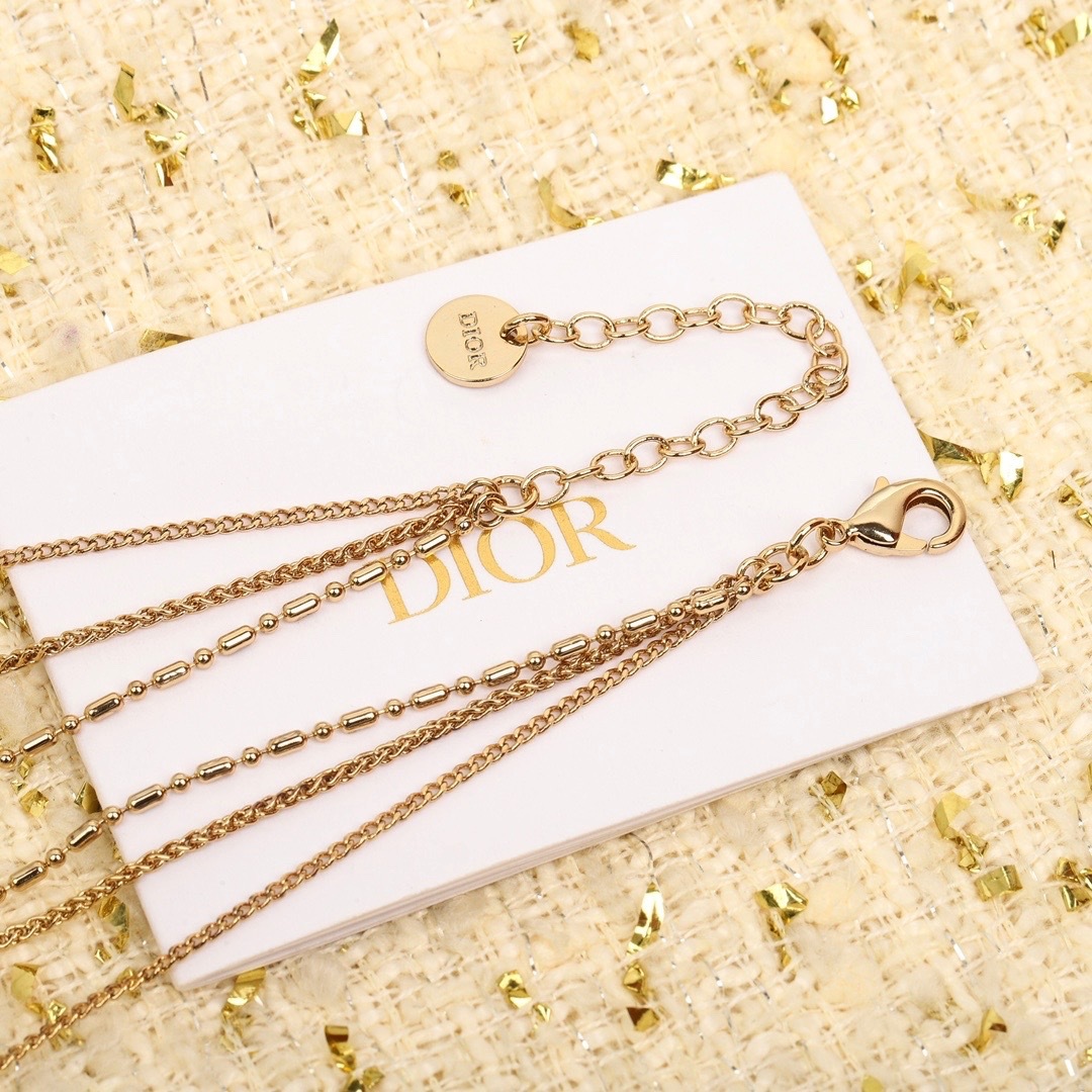 Dior Diamond CD Triple Chain Necklace