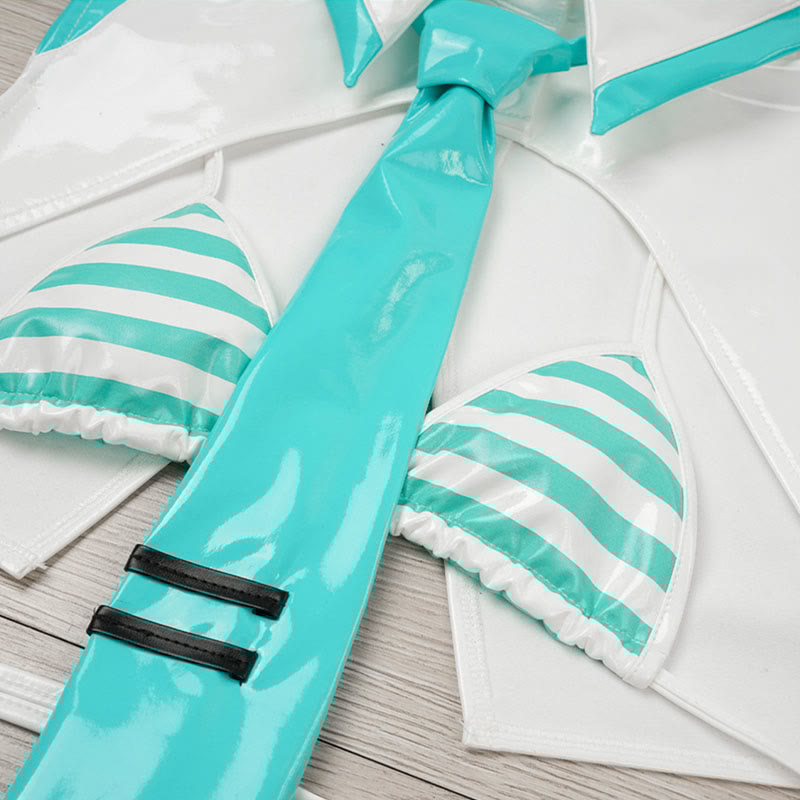 Stripe Bikini Tie Top Lingerie Set