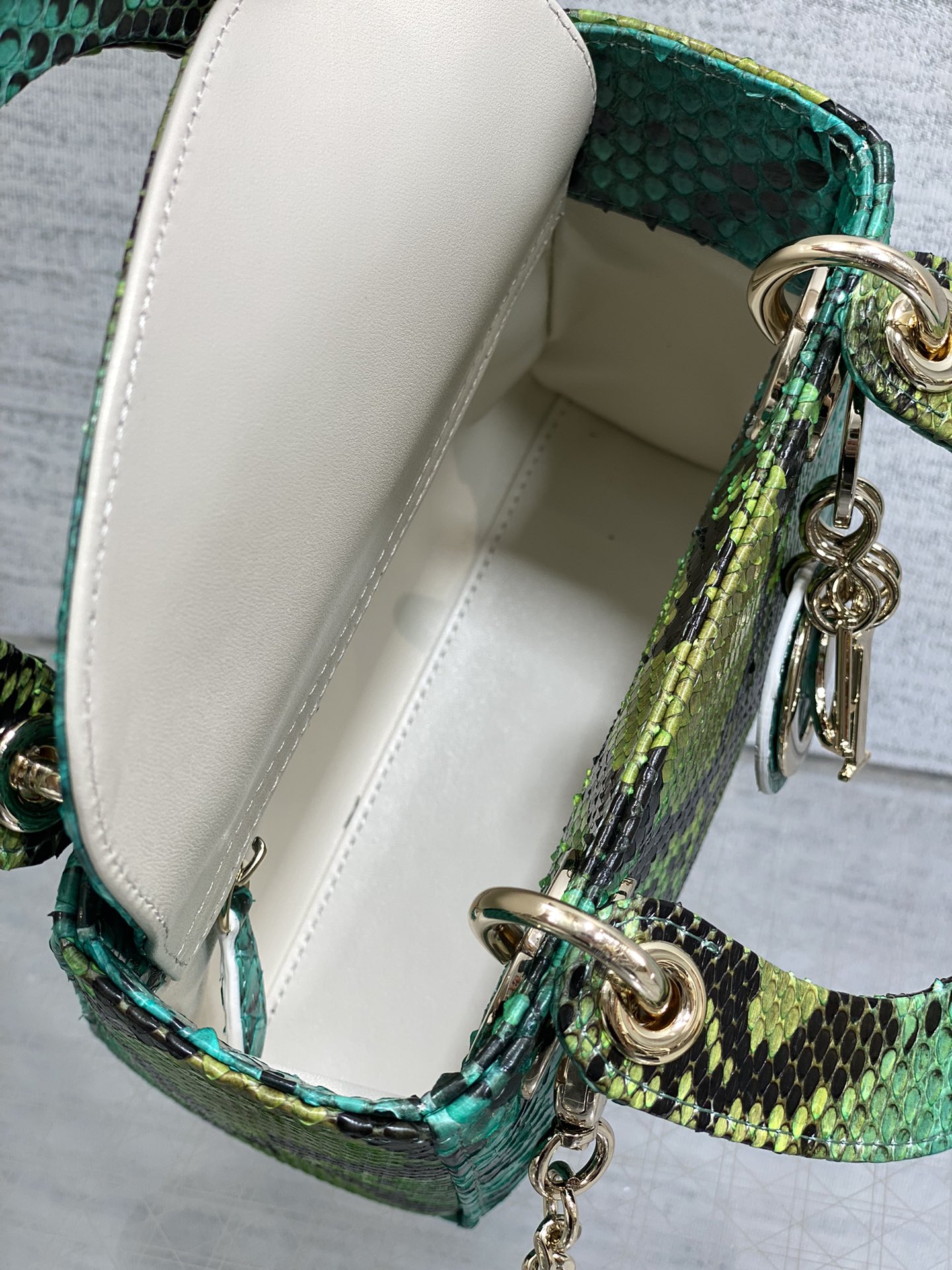 Dior Lady three-grid rare snakeskin Princess Diana bag