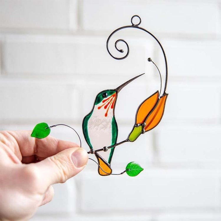 Stained glass hummingbird window hangings decor